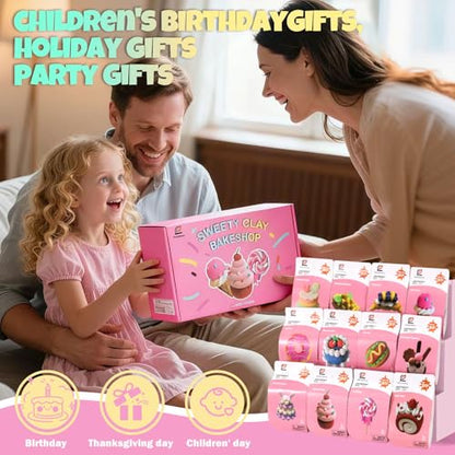 Air Dry Clay Kit for Kids – 12 Pcs, 4 Colors, Non-Toxic Craft Gift