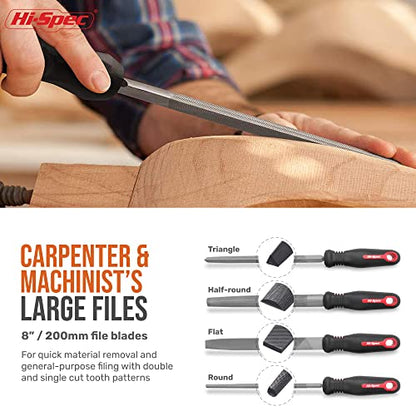 Hi-Spec Metal Hand & Needle File Tool Kit Half-Round Round & Triangle Files - size: 17 pieces