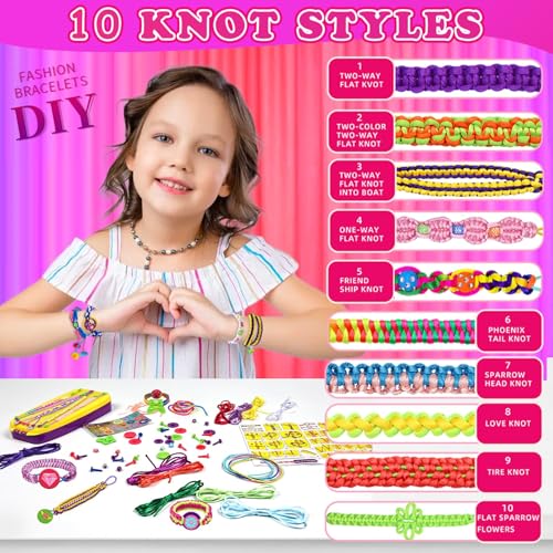 civan Friendship Bracelet Making Kit - Crafts for Kid Girls Toys Ages 8-13, String Bracelet Maker Tool with Beads - Kids Jewelry-Making Kit Christmas Birthday Gift for Girls 6 7 8 9 10 11 12 13