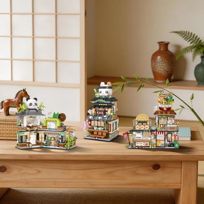 Oichy Street View Building Blocks Openable Noodle Shop Model Kit 870 PCS DIY Construction Bricks Sets Creative Noodle Architecture Collection Mini Building Blocks Mini City for Adults - color: Noodle Shop