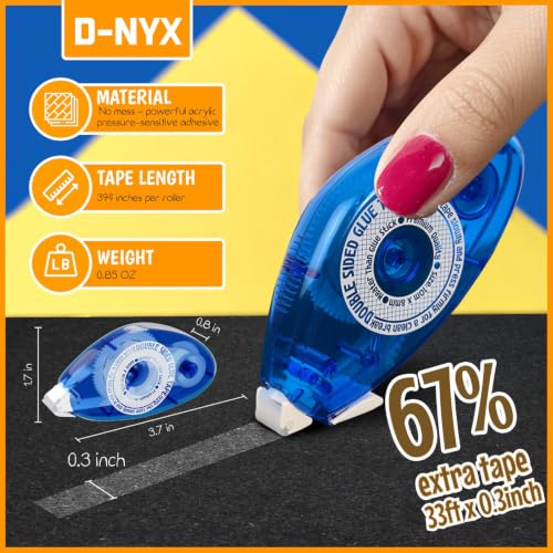 D-NYX 6 Pack Double Sided Tape Roller, Scrapbook Supplies, Double-Sided Adhesive Tape Runner for Scrapbooking, Glue Tape Roller for Crafts, School Office Journaling Supplies - size: 6 Pack