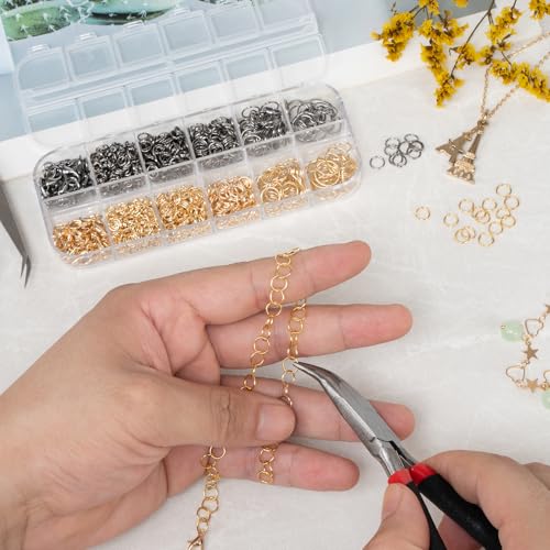 Amrules 1200 Pcs Jump Rings, Jewelry Making Kit, KC Gold & Gun Black - color: Gun Black & KC Gold