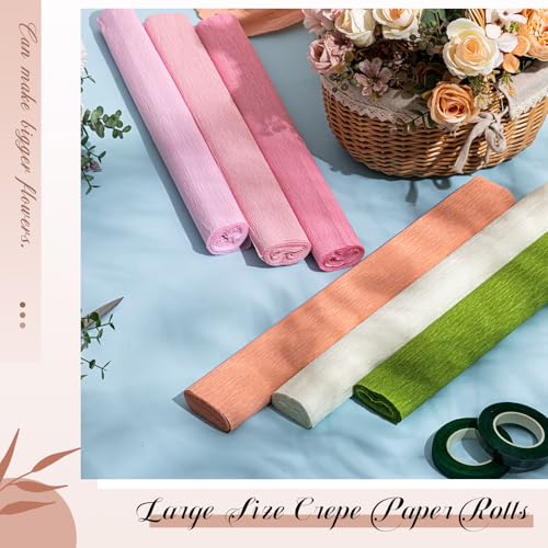 6 Colors Crepe Paper Kit 17 x 98 Inch, Pink and Green Series - color: Pink and Green Series