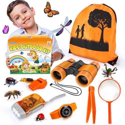 Kids Explorer Kit & Bug Catcher Kit, 7 Pcs Kids Outdoor Exploration Set - color: Orange