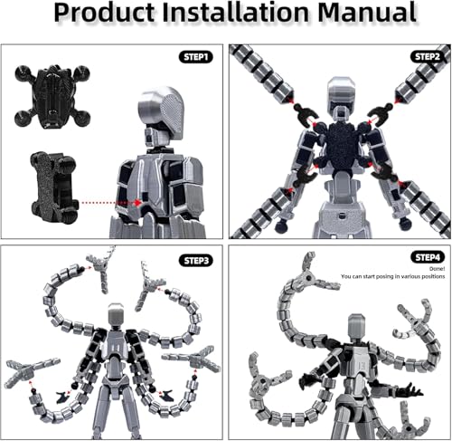 (Assembly Completed) Titan13 Action Figure Set,7.2 Inch Dummy 13 3d Printed ActionFigure Toy Gifts for Kids, Robot 13 Action Figure Full Body Mechanical Doll Christmas Birthday Gift for Kids（Gray） - color: Gray