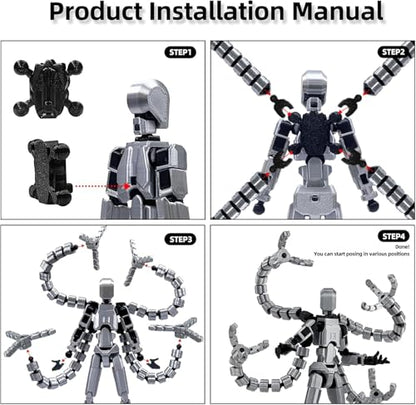 (Assembly Completed) Titan13 Action Figure Set,7.2 Inch Dummy 13 3d Printed ActionFigure Toy Gifts for Kids, Robot 13 Action Figure Full Body Mechanical Doll Christmas Birthday Gift for Kids（Gray） - color: Gray