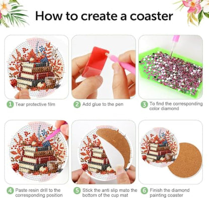 8 PCS Autumn Diamond Art Coasters Kit for Adults,Diamond Painting Coasters - color: Autumn