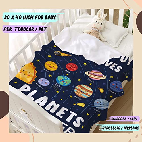 Just A Boy Who Loves Planets Solar System Space Throw Blanket Fannel Fleece Super Soft Funny Blanket Travel Throw Blanket for Bed Couch Sofa Custom Name - color: Just a Boy Who Loves Planets Solar System Space, size: Custom Name