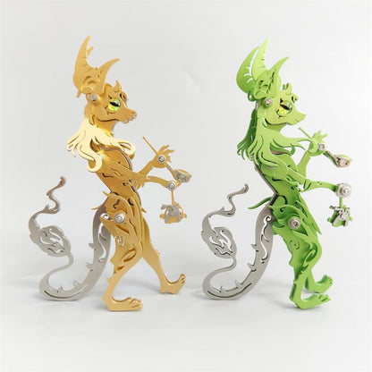3D Metal Puzzle Pipe Elder Cat, Silver - color: Pipe Elder Cat Silver