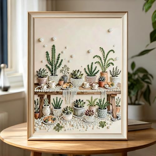 Succulent Pearl Diamond Painting Kits for Adults, Diamond Art for Plant - color: PL12-1