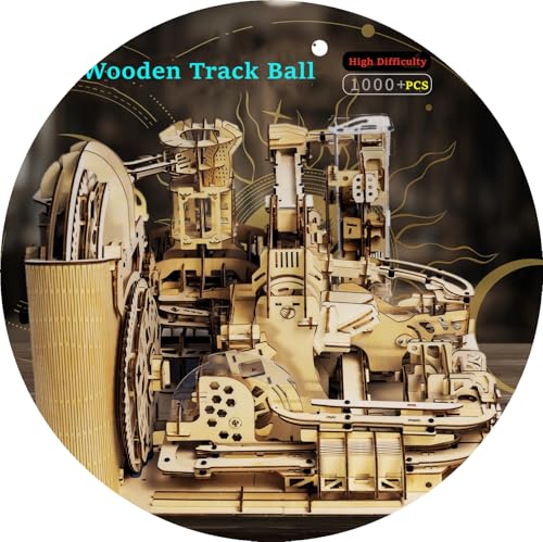 3D Wooden Puzzles for Adults Lron Ball Marble Run Model Building Kit Steampunk DIY Mechanical Wooden Assembly Puzzles, DIY Desk Decoration