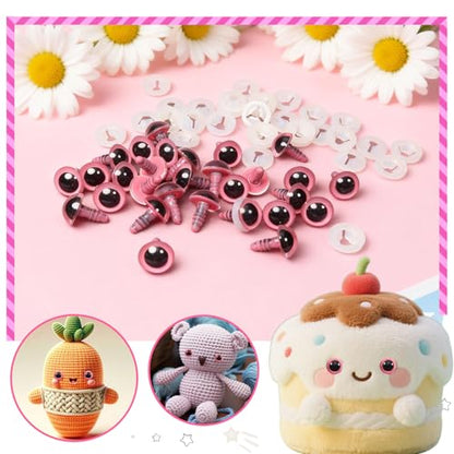 TOAOB 60pcs 12mm Pink Safety Eyes for Crocheting Craft Stuffed Animals Eye - color: Pink