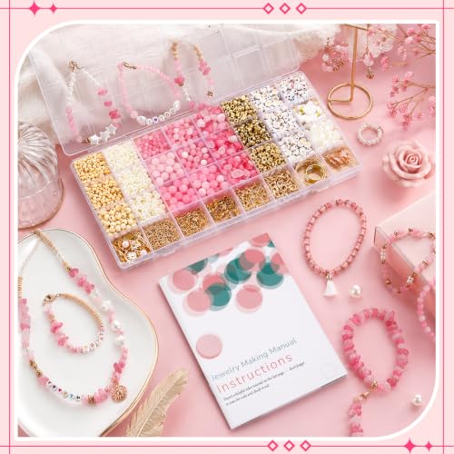 Wurosi Jewelry Making Supplies Kit, Bracelet Making Kit for Adult - color: Pink