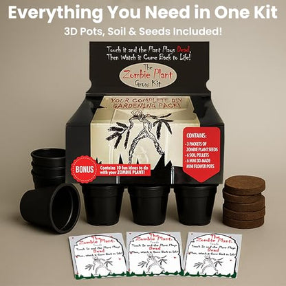 Zombie Plant Greenhouse Grow Kit - Touch It and Watch It Play Dead - Unique Grow Kit to Cultivate a Fun Indoor Plant that Revives in Minutes - Cool Plants and Great for Housewarming Gifts - style: Greenhouse Grow Kit
