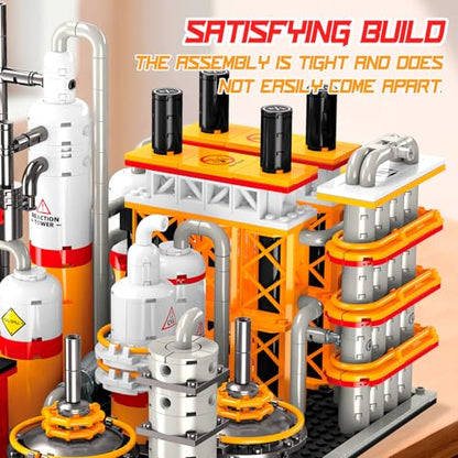 Oil Refinery Building Set, 734 PCS Industrial Processing Plant Brick Model with Distillation Towers, Display Model Kit for Adults and Kids Ages 6+ - style: Oil Refinery