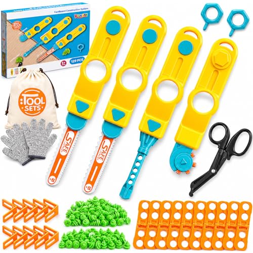 Cardboard Tools for Kids, Safe Cutter STEM Construction Kit for Ages 5 6 7