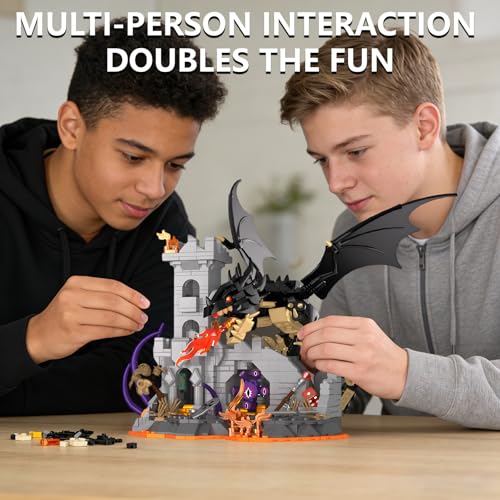 Dragon Castle Building Sets with Dice Tower Medieval Castle Building Blocks Sets Dice Rolling Tower Castle Model Kits Toys Gift for Adults Teens 919 PCS - color: Dragon Castle