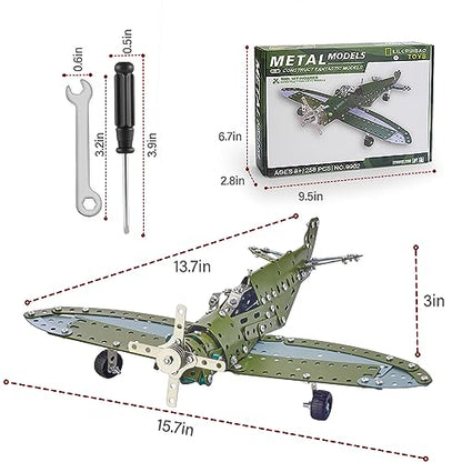 STEM Projects for Kids Ages 8-12 12-16, 258 Pieces Erector Sets Airplane Model kit, Model Aircraft Metal Building Toys Birthday for 10-14 Year Old and Up Boys Girls Adults - style: Model Airplane