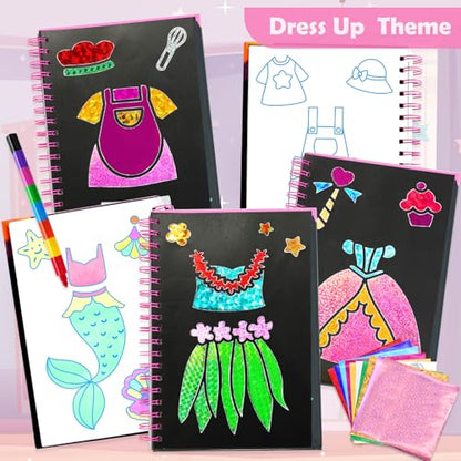 FUNNYB&G Foil Art Craft Kit for Kids, Sparkly Birthday Gift Toy for Girls - style: Dress
