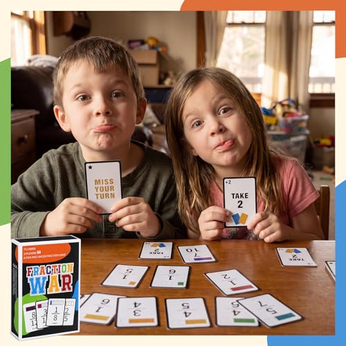 Blueweenly 5 Pcs Fraction War Fun Math Game Easy to Learn Math Card Game