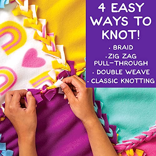 Made By Me Easy-to-Knot Quilt Making by Horizon Group USA, Create a 59” x 39” Fleece Quilt, No Cutting or Sewing Necessary, Includes 20 Fabric Squares & Felt Embellishments, Learn 4 Ways to Knot - style: Quilt (Rainbow)