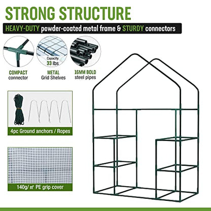 WORKPRO Portable Small Greenhouses(56"x 29"x 77") for Outdoor/Indoor - style: 56" L X 28" W X 77" H- Walk in Small