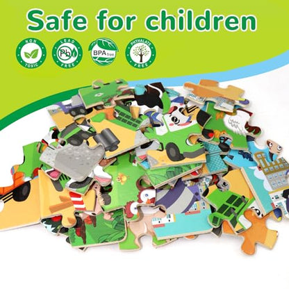 Puzzles for Kids Ages 3-5, Wooden Jigsaw Puzzles 24 Pieces 6 Pack - color: 6 Packs Wooden - 24 Pieces Each - Various Themes