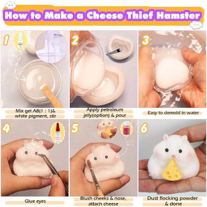 FUNSHOWCASE Taba Squishy Maker 2 Hamster Silicone Molds+Gel+Kits Fufu Squish Making Pack - color: 2 hamster