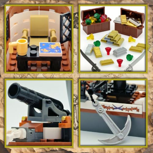 408PCS Pirate Ship STEM Building Set, Sailboat Model Toy Kit for Teens