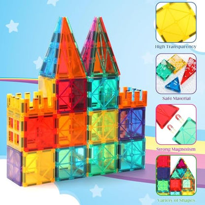 OugerToy 32-Pack Magnetic Tiles–Rainbow Builder Set - style: 32PCS