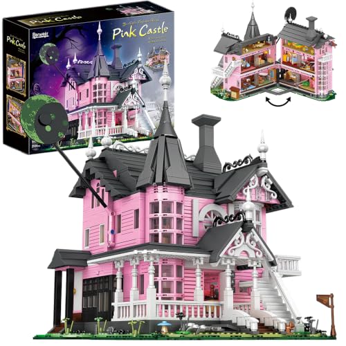 Pink Palace Castle Halloween Haunted Building Block, 2826 PCS for Adult - color: Pink Palace
