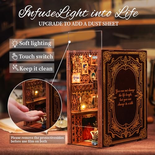 Cutefun Book Nook Kit Library - DIY Miniature Booknook Kit for Adults