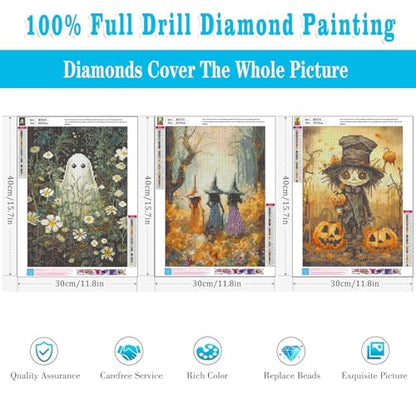 3 Pack Diamond Art Kits for Adults Halloween Diamond Painting Kit 12x16in - color: 3 Pack Halloween-F, size: 11.8 x 15.7 inches
