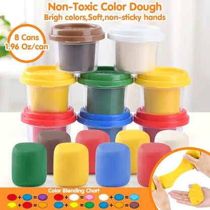 2 in 1 Color Dough Sets for Kids Ages 2-4-8, Kitchen Creations Ice Cream Pizza Maker Machine, Art Crafts Play Food Toys for 3 Year Old Girls Boys and Up, 8 Cans of Modeling Compound Dough,2 oz Cans - color: Blue Yellow