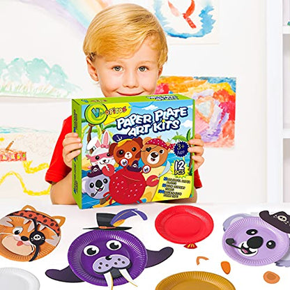 V-Opitos 12 Pack Paper Plate Arts and Crafts Kits for Kids - size: Ocean