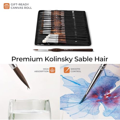 Nicpro 22 PCS Kolinsky Sable Miniature Paint Brushes Dry Brush - size: 22 PCS (brown)