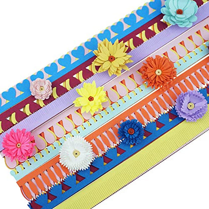 FAZHBARY 20 Inch / 50 CM Quilling Paper Flowers Kit Colorful 8 Different Petal Paper Quilling Strips Bulk for DIY Handmade Art Crafts