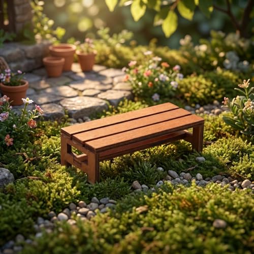 Homoyoyo 3pcs Miniature Wooden Bench Set - Dollhouse Furniture Mini Chairs 1:12 Scale Wooden Park Chair Furniture Accessories for Fairy Garden, Photo Backdrop and Bonsai Landscape Decor