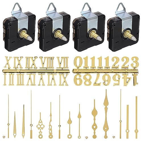 DOITOOL 4 Pcs Quartz Clock Mechanism Kit with 6 Gold Hand Sets