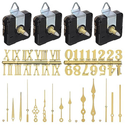 DOITOOL 4 Pcs Quartz Clock Mechanism Kit with 6 Gold Hand Sets