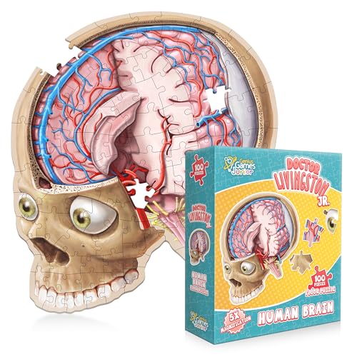 Human Brain Floor Puzzle - Doctor Livingston Jr Anatomy Model - 100 Piece Jigsaw Puzzle - Kids Puzzle and STEM Game About Brain - Medically Accurate Science Toys for Kids, Toddlers, Teens - style: Human Brain Puzzle