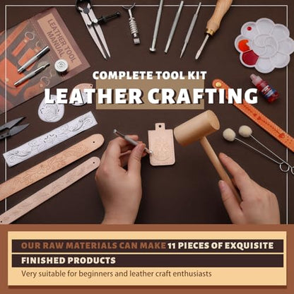 CBHGFEA Leather Crafting Kit, Leather Working Tools Supplies Tooling Kit - color: Style A
