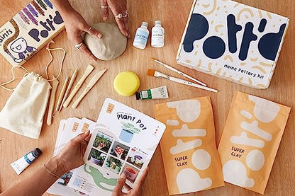 Pott'd Pottery Kit, Air Dry Clay Kit for Adults & Beginners - style: Glitter Paints