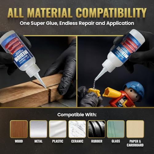 Starbond Medium Super Glue Pro Kit (2 oz) – Strong, Fast, All-Purpose CA Glue (Cyanoacrylate Adhesive) – with Anti-Clog Cap, Precision Tips & Extra Nozzles for Woodworking, Quick Fixes & Hobby Models - size: 2 ounce