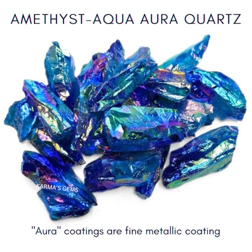 Crystals, Rocks, Jade, Crystals and Healing Stones, Witchcraft Supplies, Healing Crystals, Stones, Healing Stones, Rock Collection, Agate, Raw Stones (Amethyst-Aqua Aura Quartz, 2 Pcs) - color: Amethyst-aqua Aura Quartz