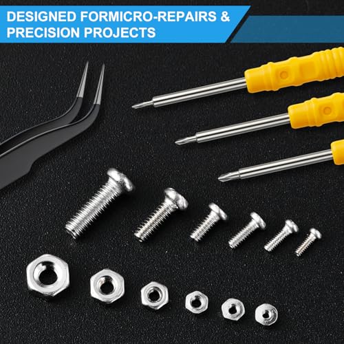 1020 Pcs Micro Screws Assortment Kit, M1-M2.5 Metric Machine Screws and Nuts, 304 Stainless Steel Phillips Pan Head Tiny Small Screws with Tools for Electronics,Arduino,RC Models,DIY Projects