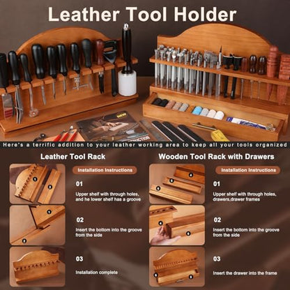 BUTUZE Leather Tools, Leather Crafting Kit with Leather Tool Rack