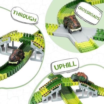 Dinosaur Toys, Create A Dinosaur World Road Race, Dinosaur Track Toys - color: Green