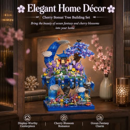 Cherry Blossom Tree Micro Mini Building Block Set 2769 PCS - color: Blue