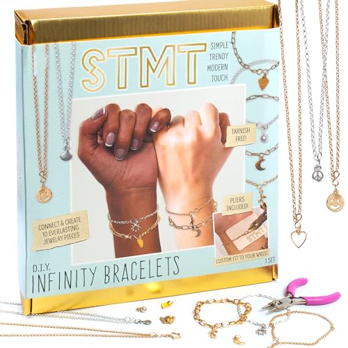 STMT DIY Infinity Jewelry Kit, Make 10 Forever Bracelets, Permanent Bracelet Chains, No Welding Needed, Custom-Fit, Unisex, Multi, Life-Size, Not Foldable, Ages 8+ - style: Infinity